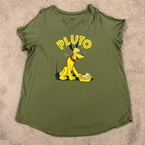 Torrid Disney PLUTO Women’s Plus Size 2X Olive Green T-Shirt Cap Sleeves Used